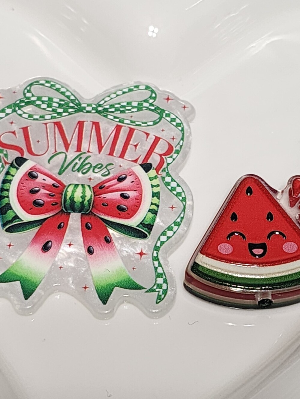 Watermelon Summer Flatback Focal Bead Badge Keychain Crafts Beaded Pen Magnet